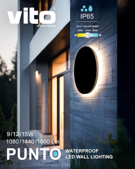 Vito Στεγανό Επιτοίχιο Εξωτερικό Φωτιστικό LED 9W 24x24x5εκ. Vito Στεγανό Επιτοίχιο Εξωτερικό Φωτιστικό LED 9W 24x24x5εκ.