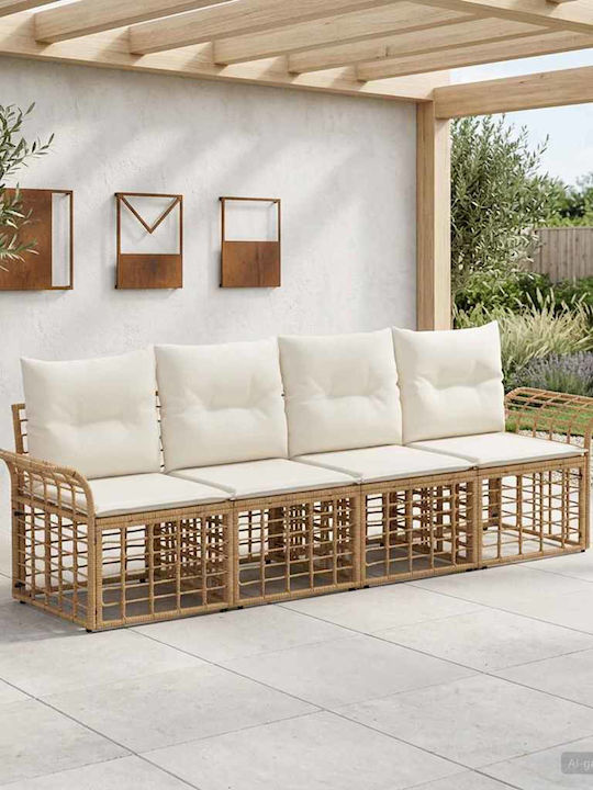 Τετραθέσιος Καναπές Εξωτερικού Χώρου Rattan με Μαξιλάρια