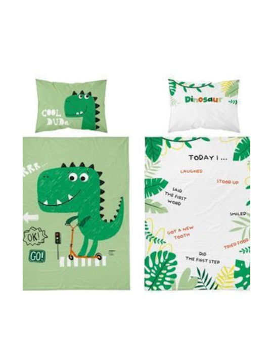 Detexpol Set Cearceaf Pentru Bebeluş Cu Faţă De Pernă Verde 90x120cm