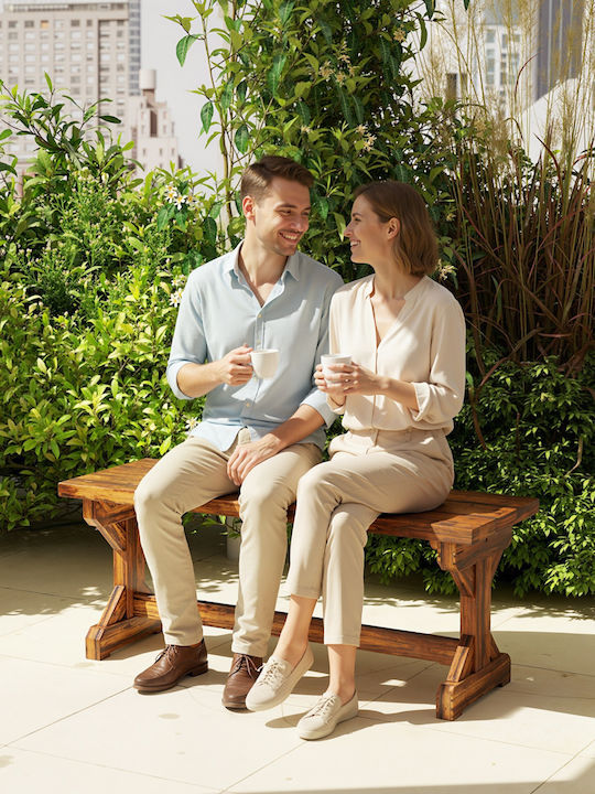 Weather Resistant Two-Seater Outdoor Wooden Sofa 114x40x46cm