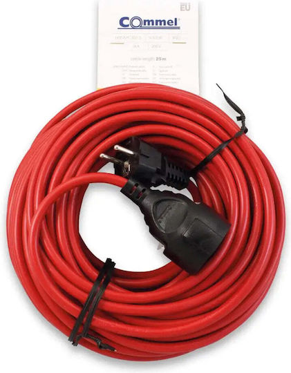 Commel Cablu de prelungire cu role cu lungimea de 25m Diametru 3x1.5mm² Roșie