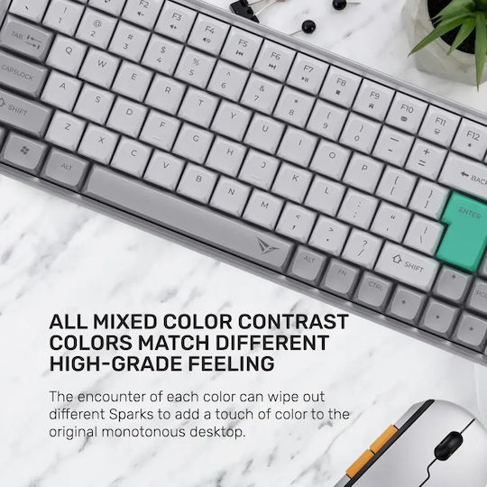 Alcatroz Mouse Tetriz Air 300c Ασύρματο Bluetooth Σετ Πληκτρολόγιο & Ποντίκι Αγγλικό US Winter White
