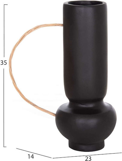 HomeMarkt Decorative Vase Ceramic Mibo Black Diameter 20.5xHeight 35cm