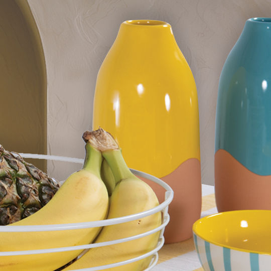 Nef-Nef Homeware Διακοσμητικό Βάζο Κεραμικό Menza Κίτρινο 11x11xΥ21.5cm