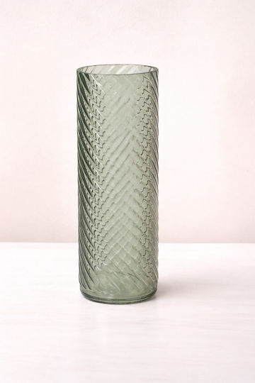Beauty Home Glass Vase Swirl Effect 10cm X 26.5cm Green
