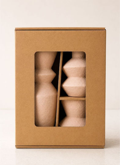 Iliadis Set Ceramic Decorative Vases Beige 10xH24cm