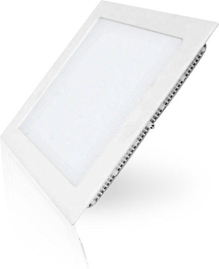 Fos me Pătrat Încastrat Panou LED Putere 18W cu Alb Natural Lumini 22.5x22.5cm.
