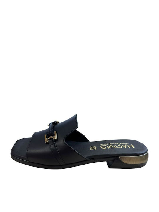 Leather Mules with Heel in Black Colour