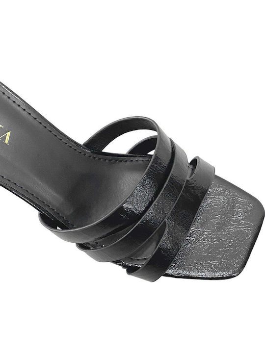 Mules From Patent Leather With Low Heel In Black Colour