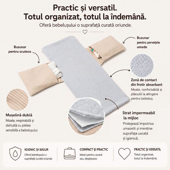 Kidizi Pad portabil de schimbare Bej 78x30cm