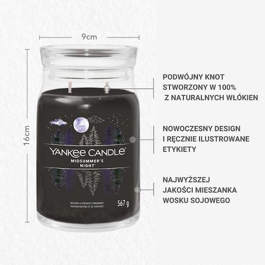 Yankee Candle Aromatisches Kerze Signature in Gefäß mit Parfüm Mittsommernacht 567gr