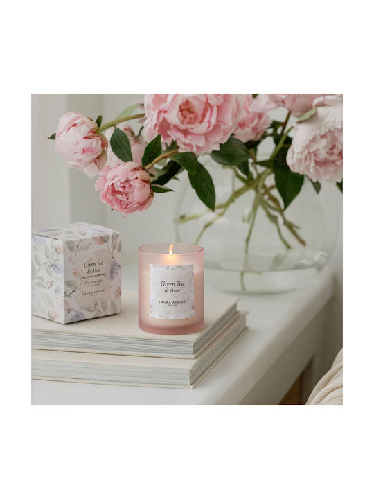 Laura Ashley Aromatisches Soja-Kerze im Gefäß mit Duft Green Tea & Aloe Vera & Moschus 200gr