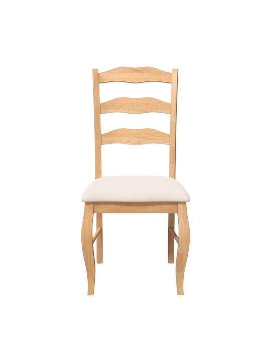 Dining Room Chairs Wooden Natural Solid Rubberwood 2 Pieces 48x53.5x99cm