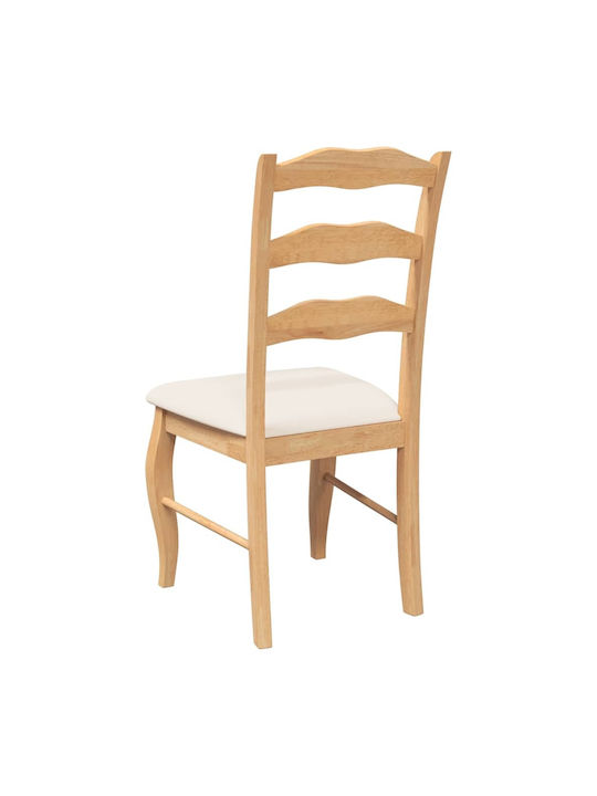 Dining Room Chairs Wooden Natural Solid Rubberwood 2 Pieces 48x53.5x99cm