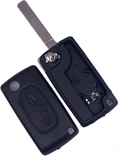 Carcasa Peugeot Citroen Telecomandă 2 Butoane Pliabilă Lamă Va2 Baterie Pe Carcasă Tip Întărit Inel Metalic Rezistență Mai Mare 1284-fwk
