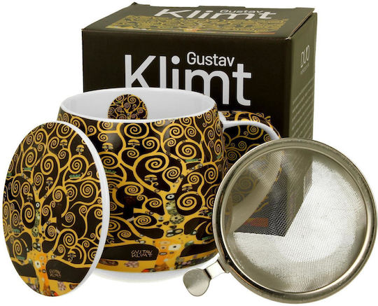 Κούπα 400ml Καπάκι Φίλτρο Τσαγιού Κουτί Duo Klimt Tree Life Brown