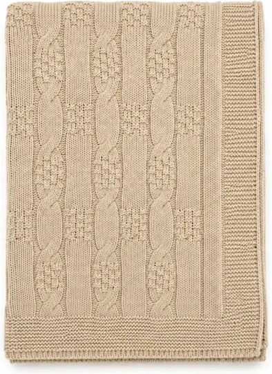 Hashtag Nursery Swaddling Blanket Bear Knitted Beige with Animal 90x90cm