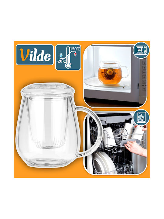 Orion Becher Glas mit Deckel Transparent 530ml