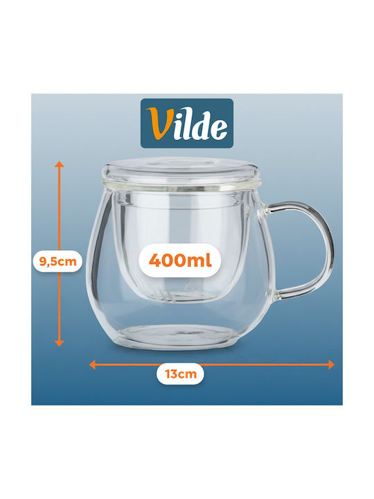 Orion Κούπα Γυάλινη με Καπάκι Διάφανη 400ml