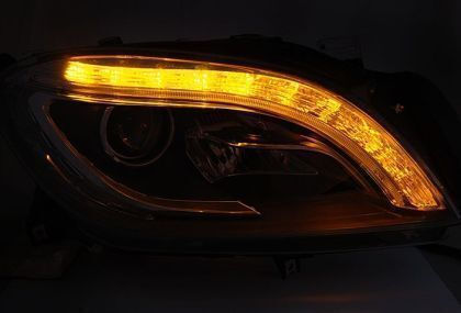 Фарове За Автомобил Mercedes ML W166 2011-2016 LED Черни Крушки H9 Комплект 2 Бройки Depo