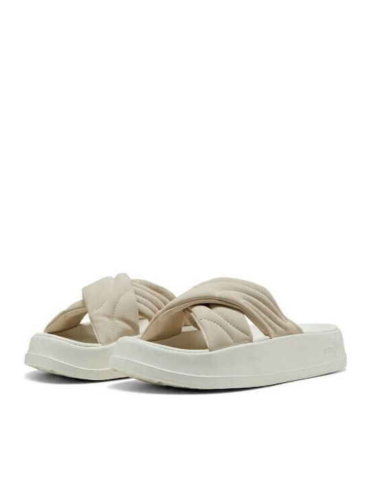 Δερμάτινα Γυναικεία Σανδάλια Sporty Flatforms Μπεζ