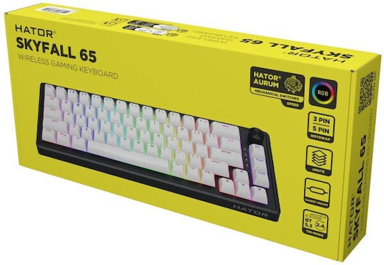 HATOR Skyfall 60 Ασύρματο Gaming Μηχανικό Πληκτρολόγιο 60% με RGB φωτισμό (Αγγλικό US) Aurum Sterling Linear