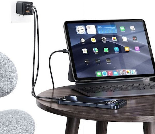 Usams Braided USB 2.0 Cable USB-C male - USB-C 60W PD Μαύρο 1.2m SJ724ZJ01 30τμχ
