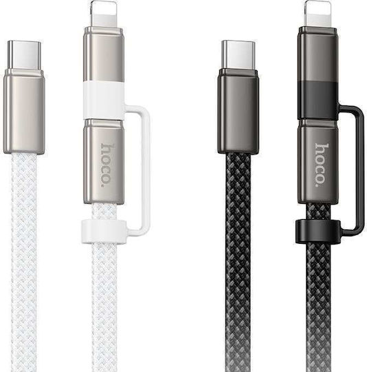 Hoco Flat USB to Type-C / Lightning Cable 3A Μαύρο 1m