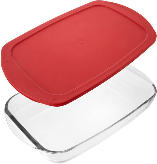 Orion Vas Rectangular Rezistent La Căldură Din Sticlă Cu Capac 39x24x7cm