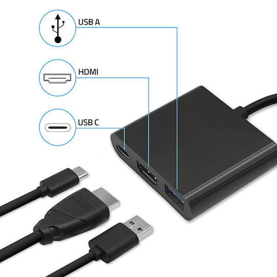 Qoltec USB-C Stație de andocare cu HDMI 4K PD Negru (50430)