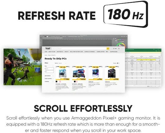 Armaggeddon PXP-32PRO-B IPS HDR Monitor 31.5" QHD 2560x1440 180Hz με Χρόνο Απόκρισης 1ms GTG