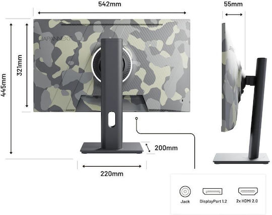 Japannext JN-IPS238FHD200F Camouflage IPS HDR Gaming Monitor 24" FHD 1920x1080 200Hz
