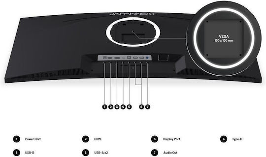 Japannext JN-IPS340UWQHD60C-C65W-HS Ultrawide IPS HDR Curved Monitor 34" QHD 3440x1440