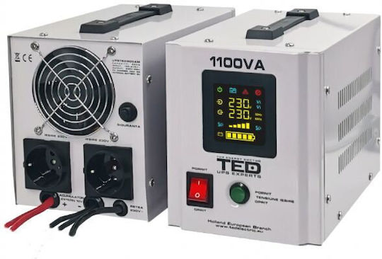 TED Electric UPS 1100VA 700W με 2 Schuko Πρίζες