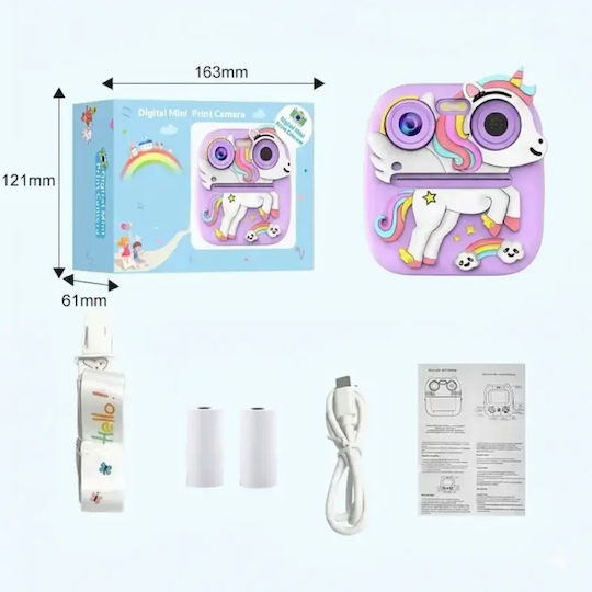 FreeOn Unicorn Παιδική Φωτογραφική Μηχανή με Θερμική Εκτύπωση Ροζ