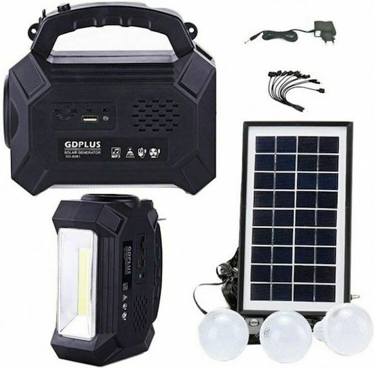 GDPLUS Solar Lighting System 3 Lamps Radio with USB Charger GD-8216