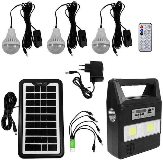GDPLUS Solar Lighting System 3 Lamps Radio with USB Charger GD-8216