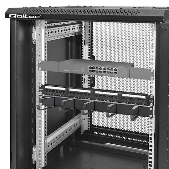 Organizer Qoltec Stahl-Kabelmanagement Rack-Schrank 19" 1U Schwarz 14133155 5901878545158