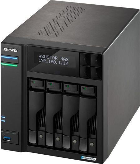 Asustor Lockerstor 4 Gen2 (AS6704T V2) NAS Tower with 4 Slots for HDD M.2 SSD and 2 Ethernet Ports