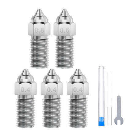 Σετ Ακροφυσίων Σκληρυμένο Χάλυβα Elegoo Neptune 4 4 Pro 0,4 Mm X3 0,6 Mm X1 0,8 Mm X1