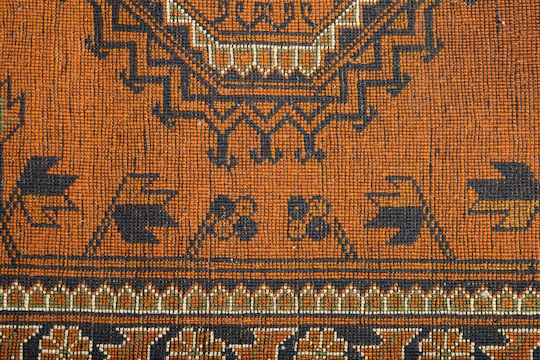 Класическо Ръчно Изработено Килим Golden Afghan 125x193 См Decostar Оранжев