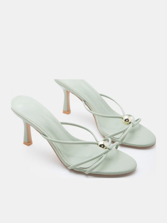 Mules With High Heel In Turquoise Colour