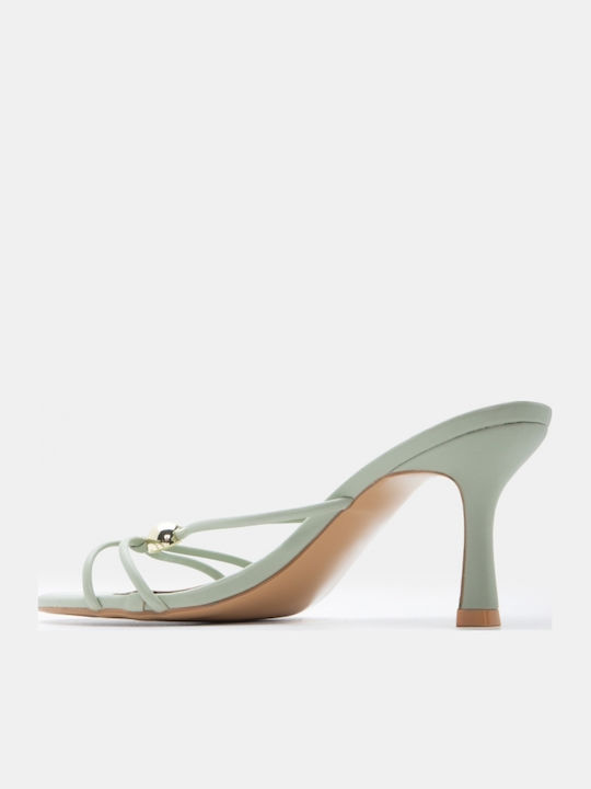 Mules With High Heel In Turquoise Colour