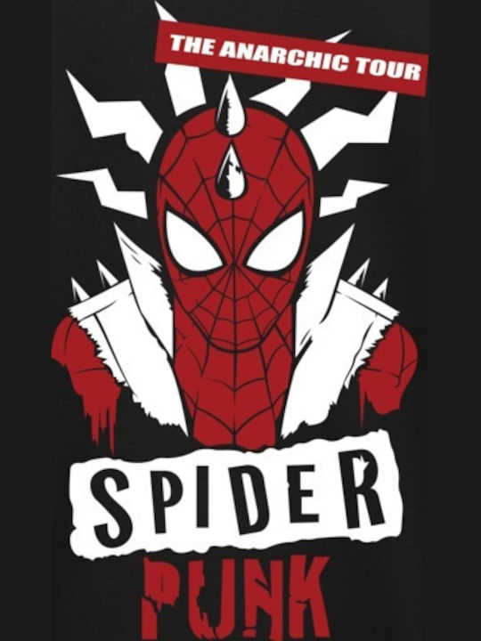 Übergroßes T-Shirt Spider-Man Anarchic Tour Punk Pop Culture Schwarz