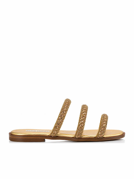 Leather Women's Flat Sandals Gold