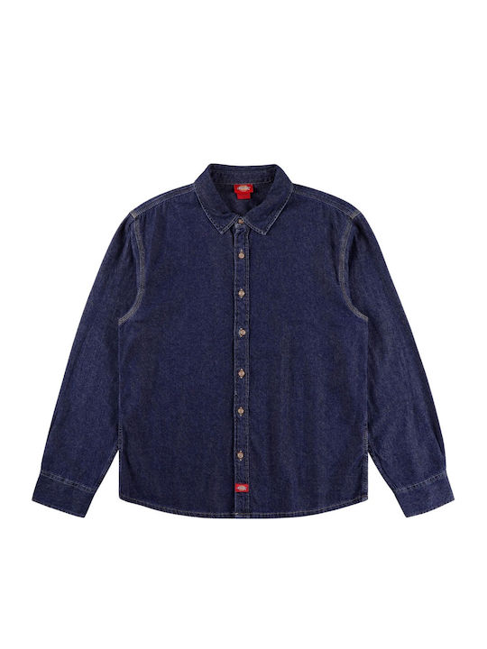 Langärmeliges Denim Hemd Dunkel Indigo