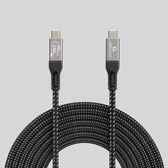 Cablexpert Premium Braided USB 4 Video Cable USB-C Male - USB-C 240W PD Black 0.5m CCBP-USB4-CMCM240-0.5M