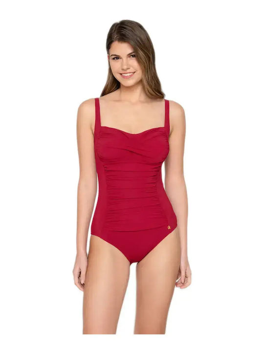 One Piece Swimsuit with Light Padding Burgundy
