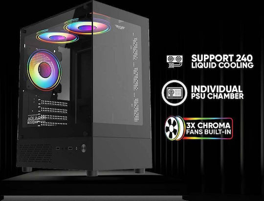 Armaggeddon Aquaron Duplex 2 Chroma Mikro-Turm Computergehäuse Schwarz