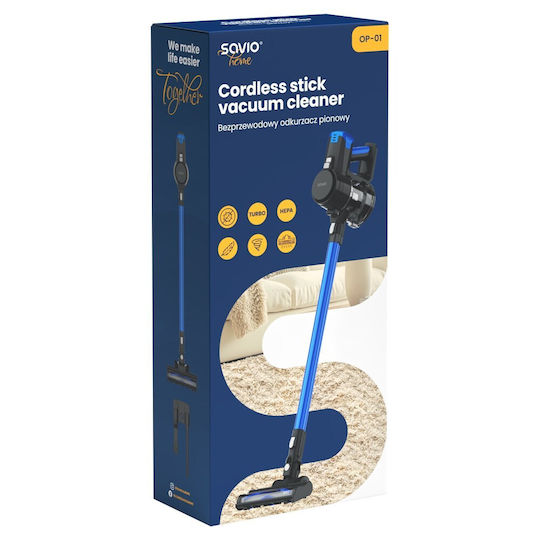 Savio OP-01 Wiederaufladbarer Stielstaubsauger 22.2V Blau